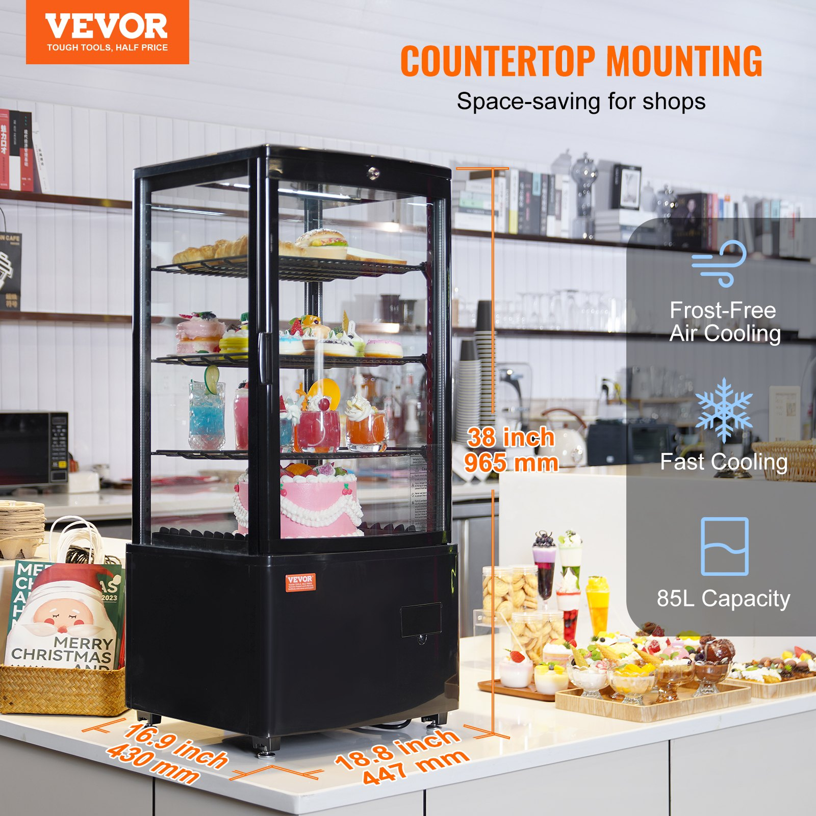 Refrigerated Display Case 3 Cu Ft 3 Tier Countertop Pastry Cooler