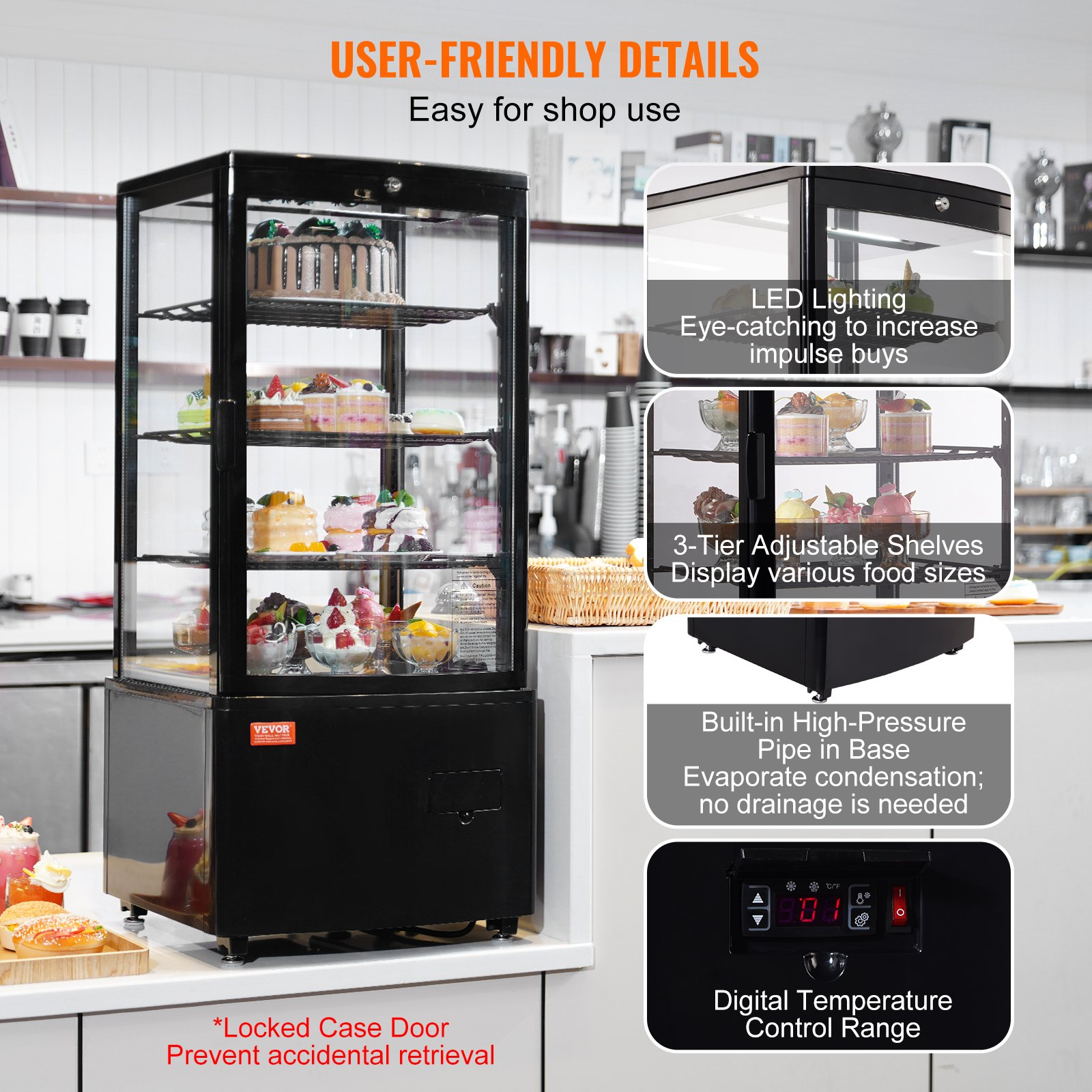 Refrigerated Display Case 3 Cu Ft 3 Tier Countertop Pastry Cooler