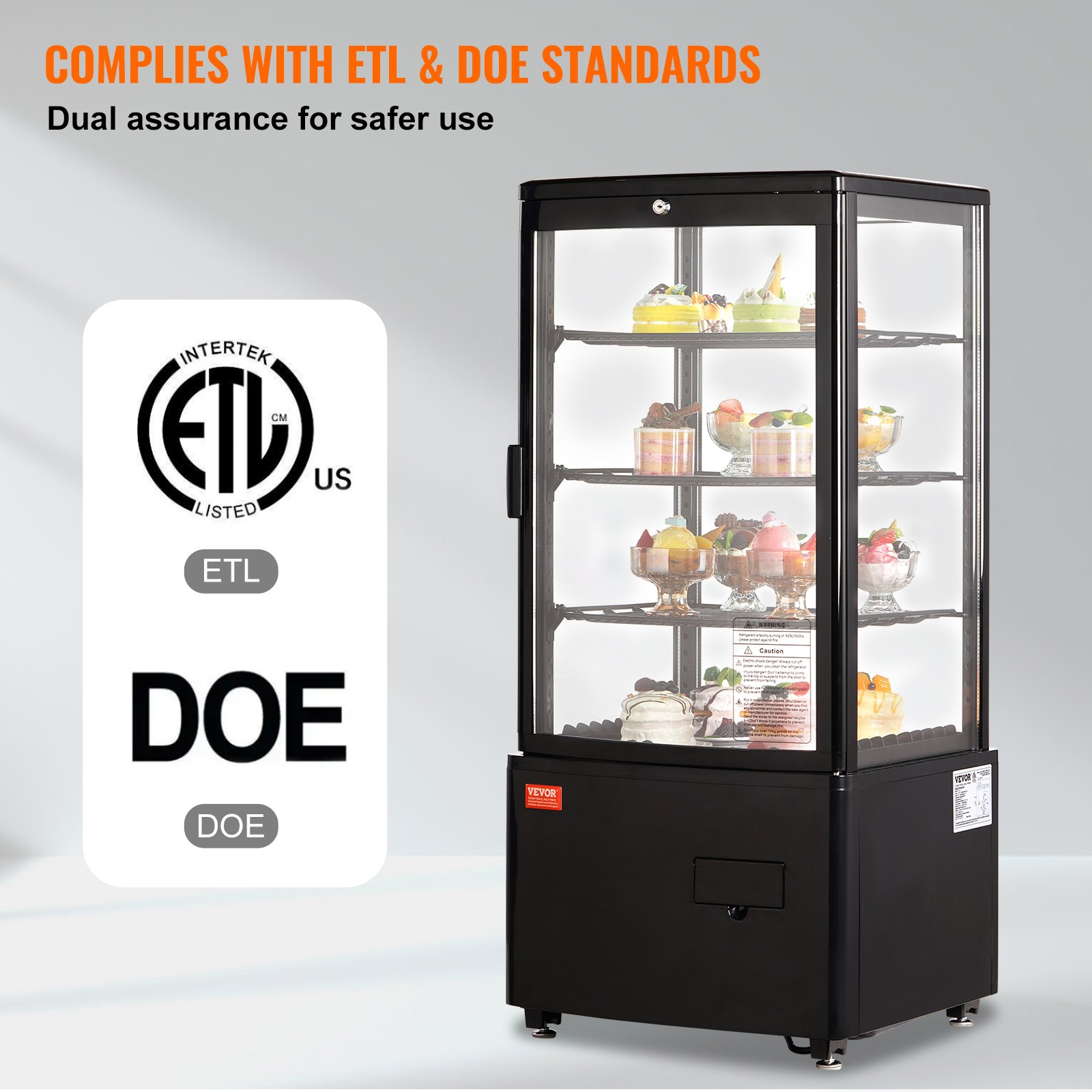 Refrigerated Display Case 3 Cu Ft 3 Tier Countertop Pastry Cooler