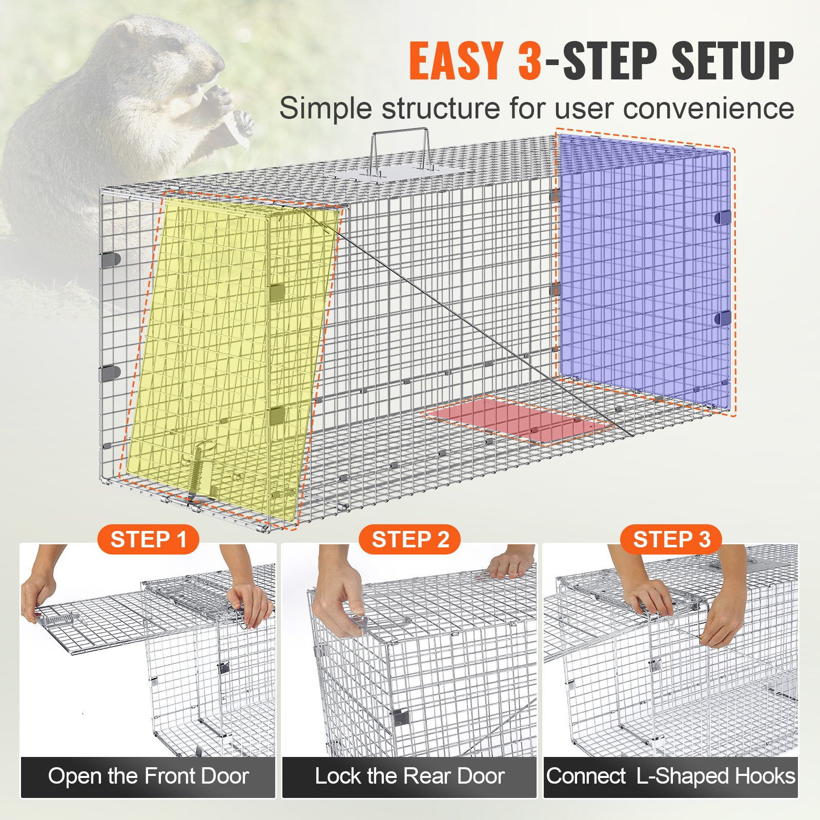 Live Animal Cage Trap, Folding Animal Trap