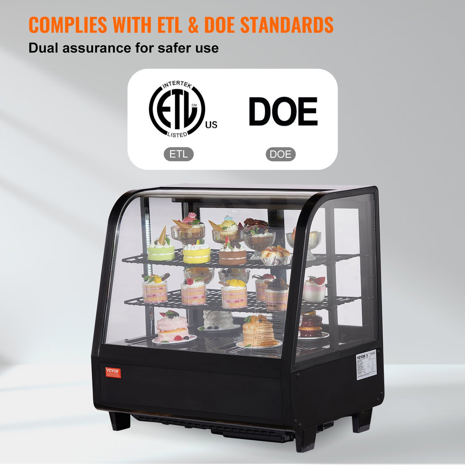 Refrigerated Display Case 3.5 Cu Ft 2 Tier Countertop Pastry Cooler