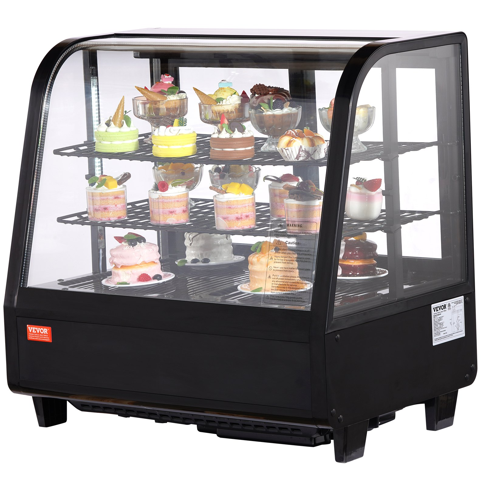 Refrigerated Display Case 3.5 Cu Ft 2 Tier Countertop Pastry Cooler