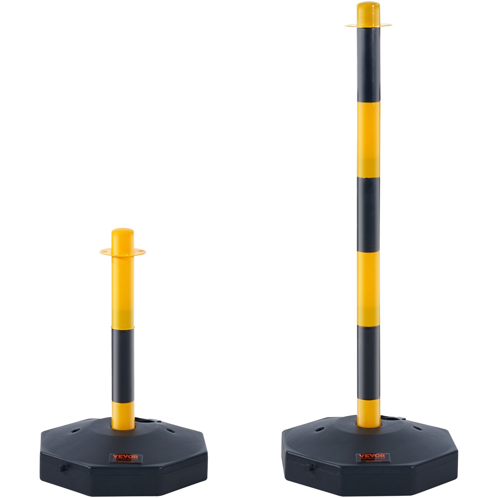 4 Pack Traffic Delineator Posts w/Base & 8FT Chain, Yellow/Black Safety Barriers