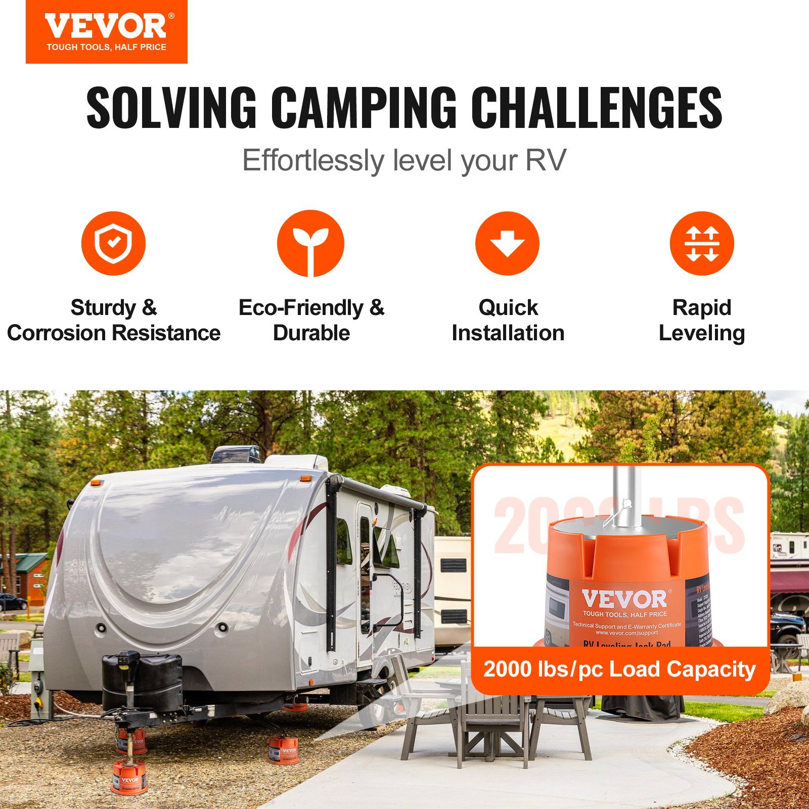 Trailer Jack Blocks 2-Pack 2000 lb Each RV Leveling & Stabilizer Blocks PP