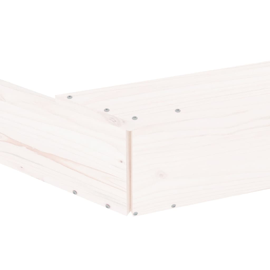Outdoor Wooden Sandpit with Seats | Kids Garden Sandbox Solid Pine 111x111cm - Picture 7 of 9