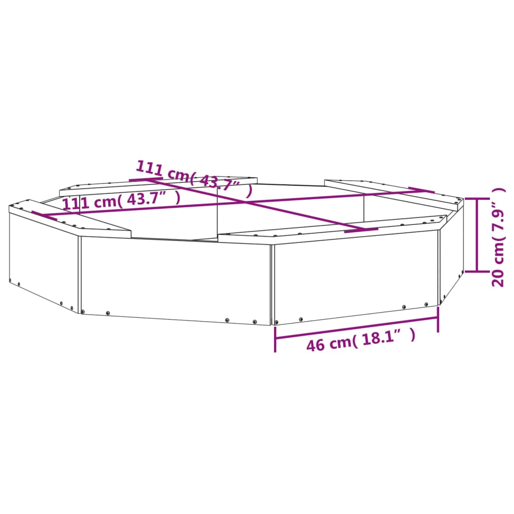 Outdoor Wooden Sandpit with Seats | Kids Garden Sandbox Solid Pine 111x111cm - Picture 9 of 9