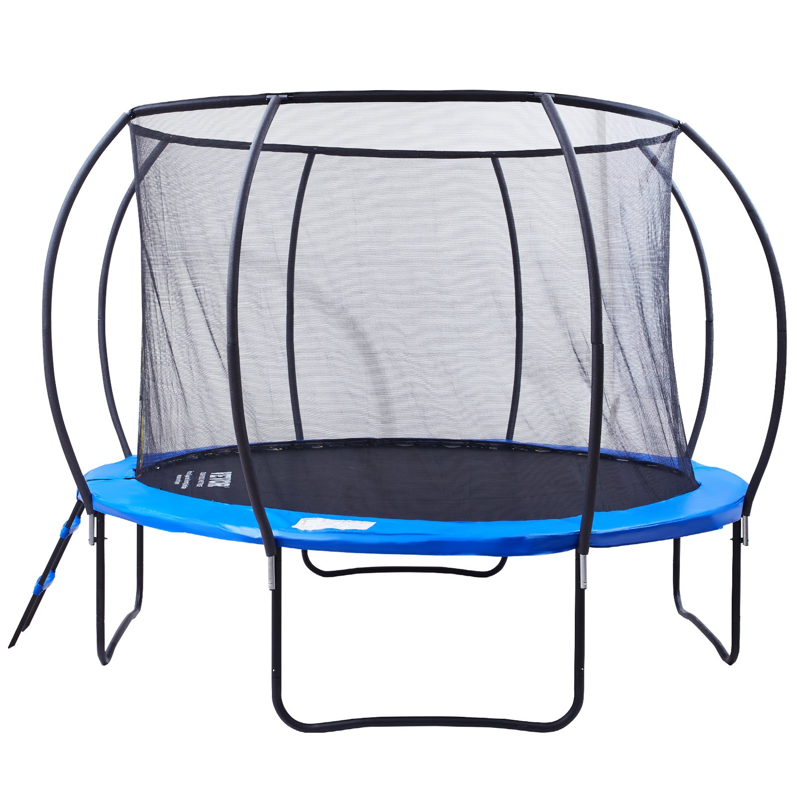 10FT Trampoline w/ Net, Ladder, Curved Poles 330lbs Capacity Outdoor Kids Adults