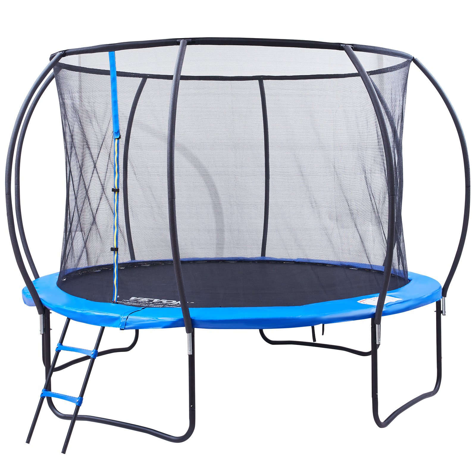 10FT Trampoline w/ Net, Ladder, Curved Poles 330lbs Capacity Outdoor Kids Adults