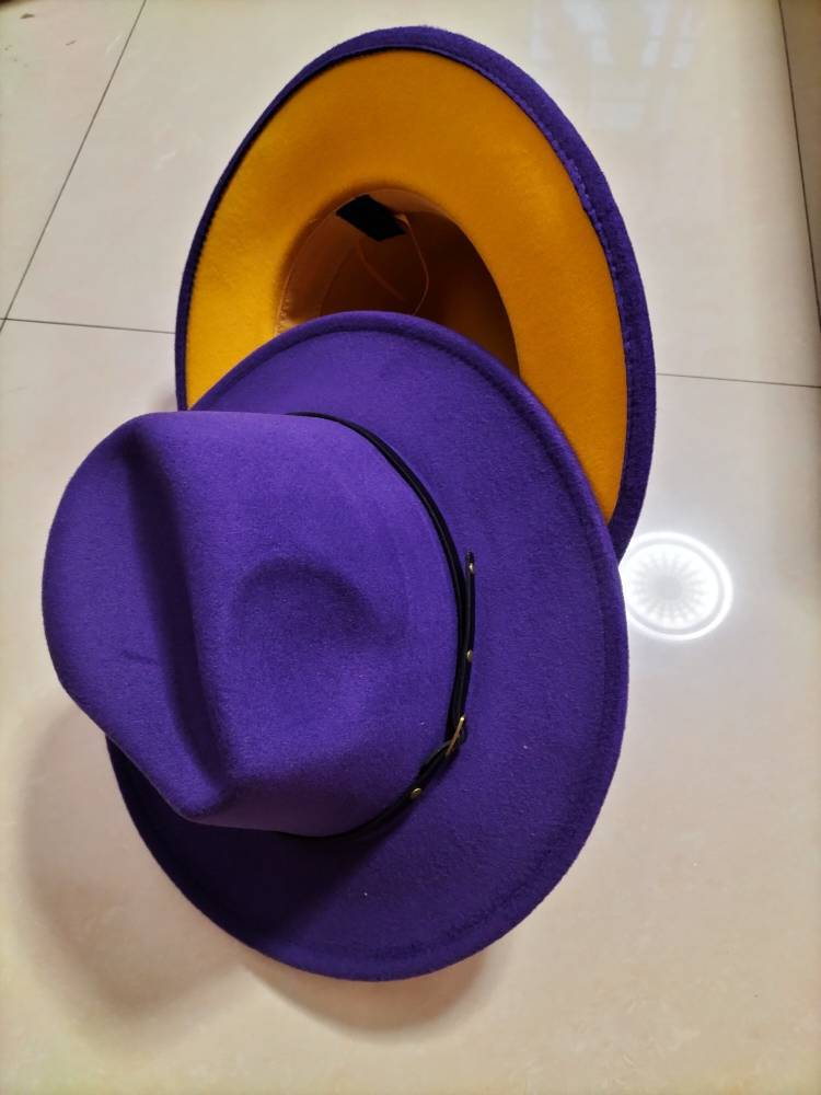 Flat Brim European And American Woolen Top Color Matching Fedora Jazz Hat - Picture 15 of 19