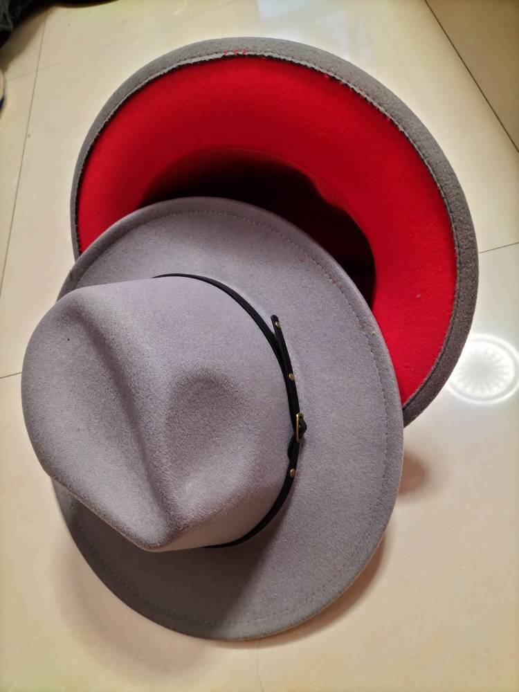 Flat Brim European And American Woolen Top Color Matching Fedora Jazz Hat - Picture 13 of 19