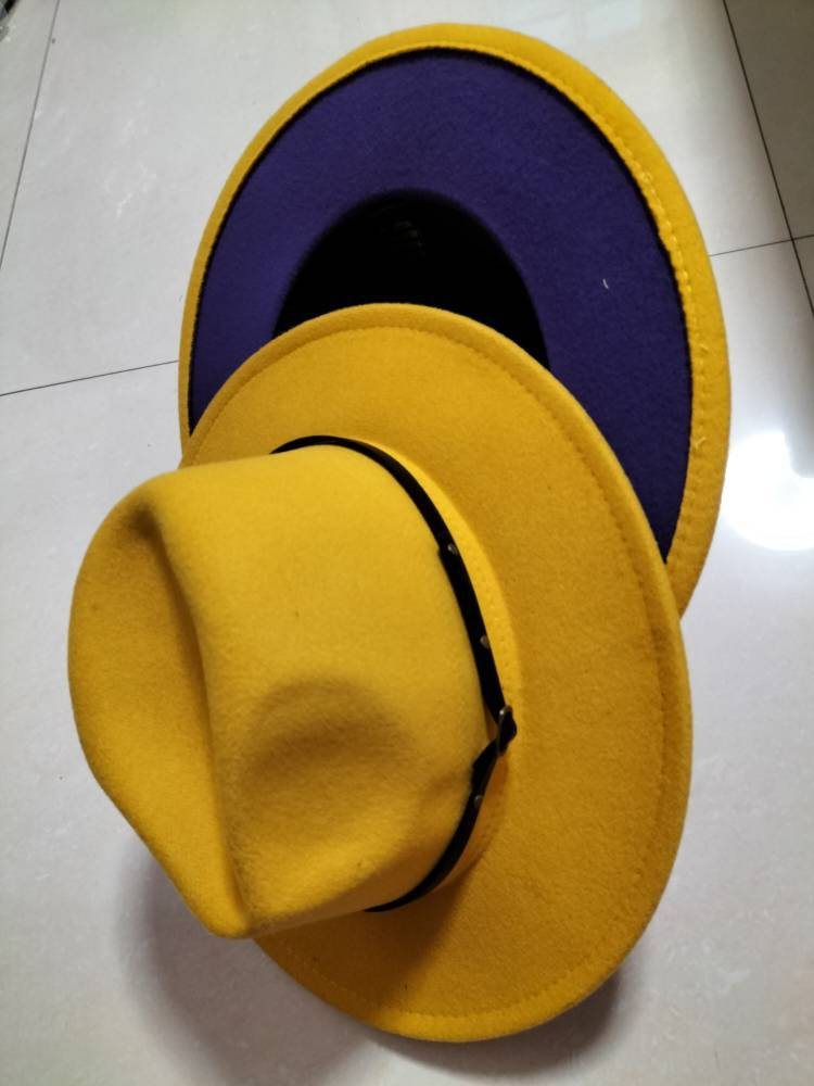Flat Brim European And American Woolen Top Color Matching Fedora Jazz Hat