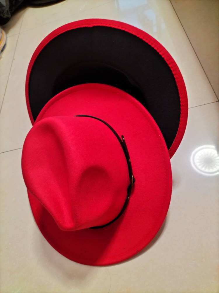 Flat Brim European And American Woolen Top Color Matching Fedora Jazz Hat - Picture 8 of 19