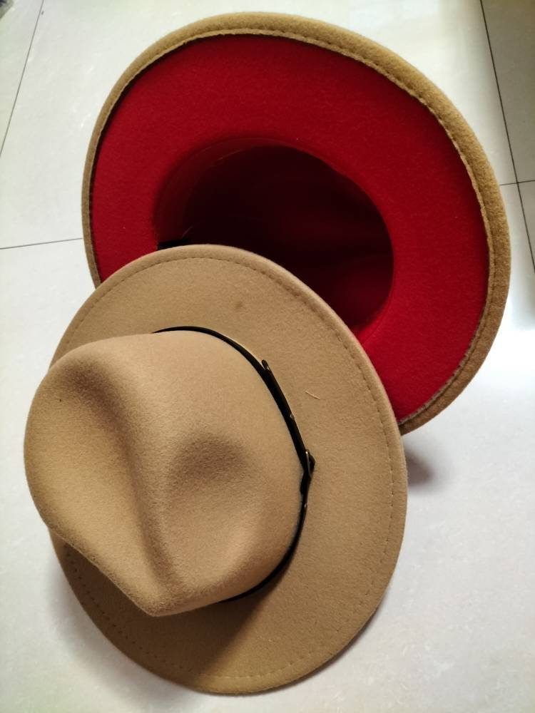 Flat Brim European And American Woolen Top Color Matching Fedora Jazz Hat - Picture 11 of 19