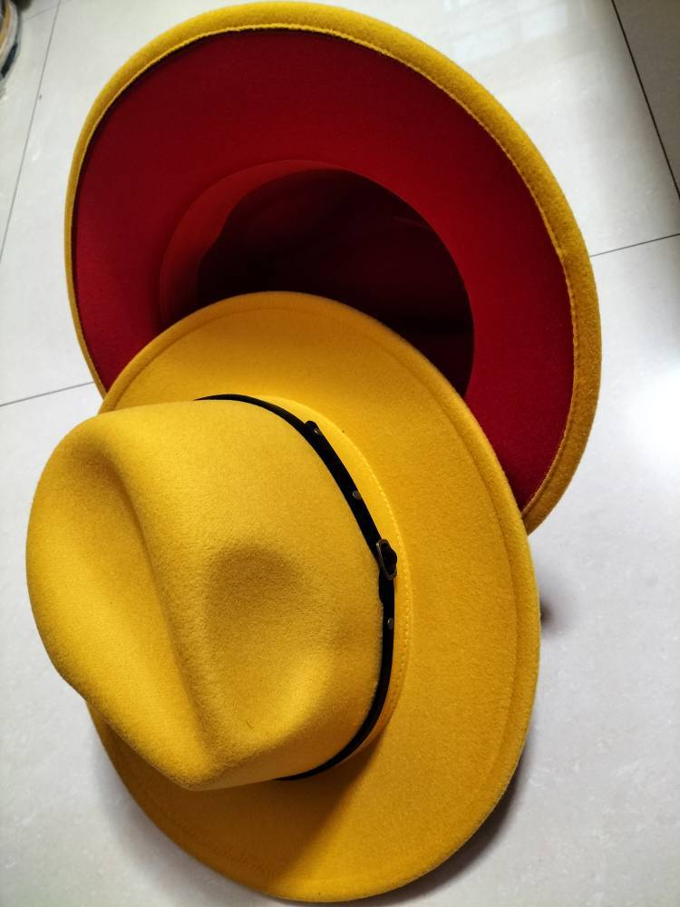 Flat Brim European And American Woolen Top Color Matching Fedora Jazz Hat - Picture 19 of 19