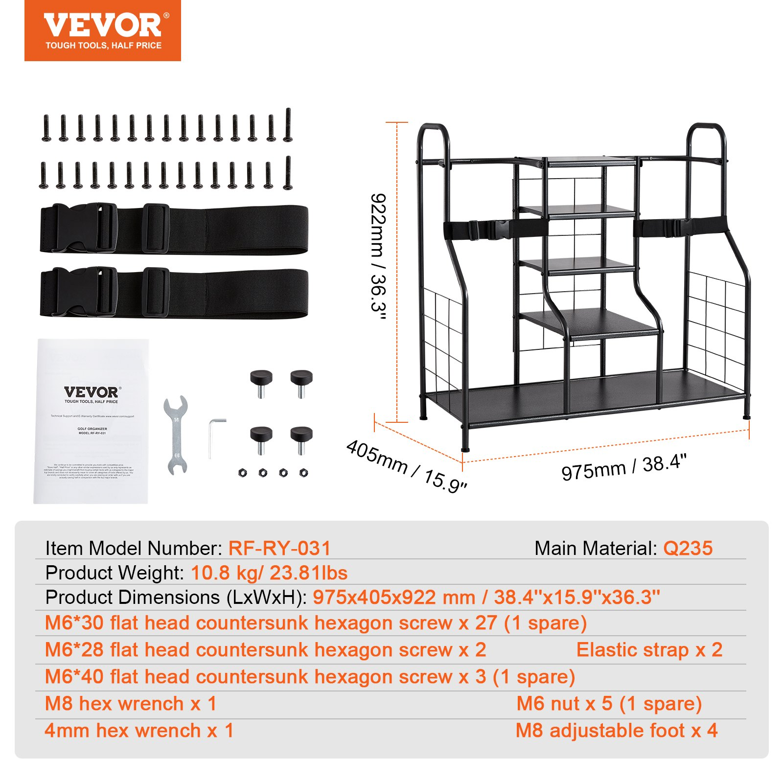 Golf Storage Rack 2-Bag Holder, Sports Gear Organizer Shelves for Garage or Shed