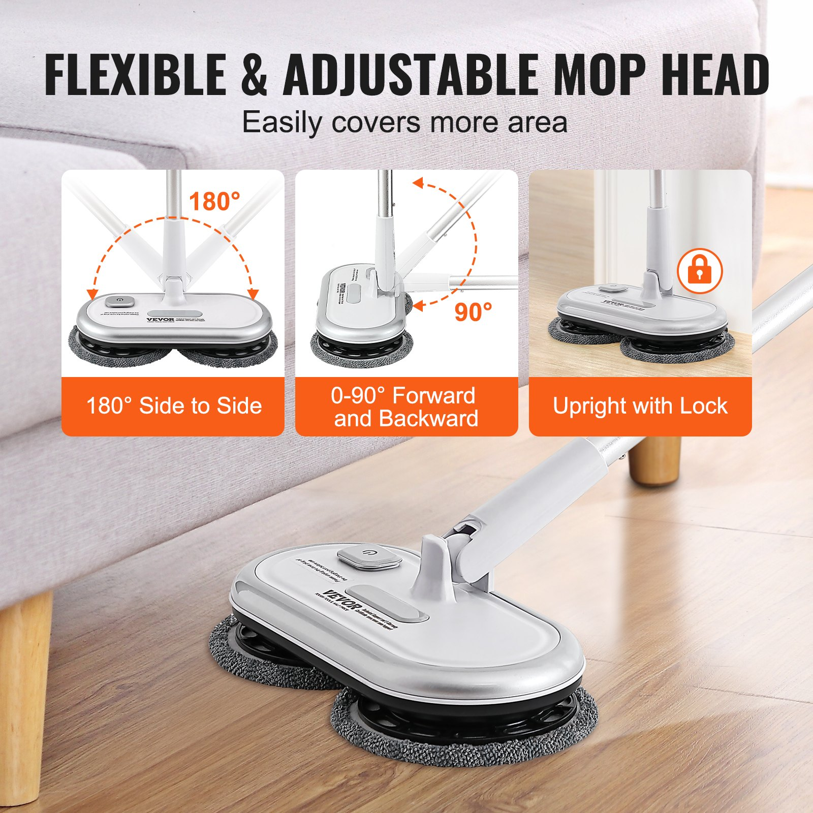 VEVOR Cordless Electric Mop, for Hardwood Floor/Bathroom/Tile Floor Cleaning