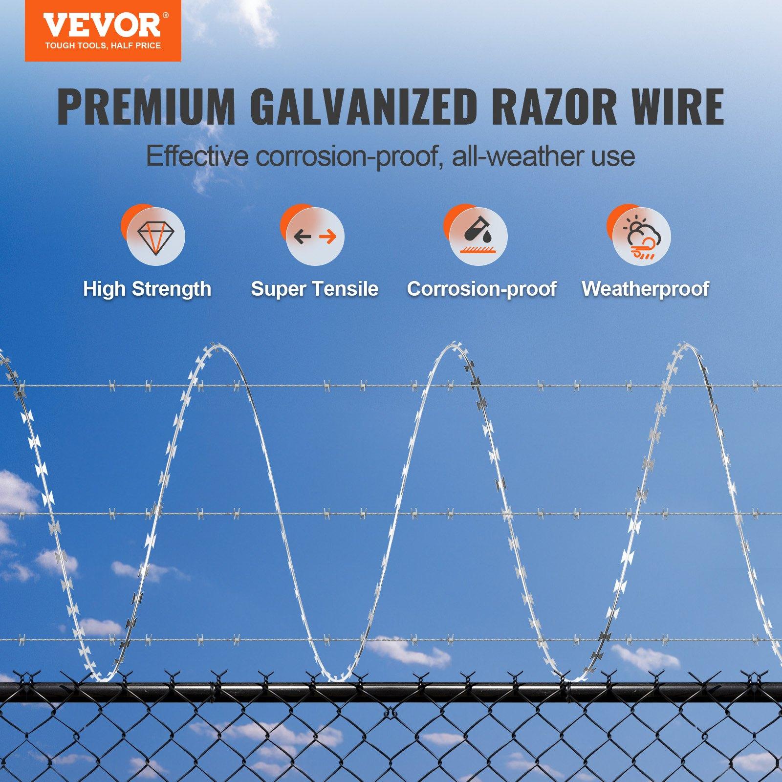 Razor Wires, 246 ft Barbed Razor Wire, 5 Rolls Galvanized Garden Fence