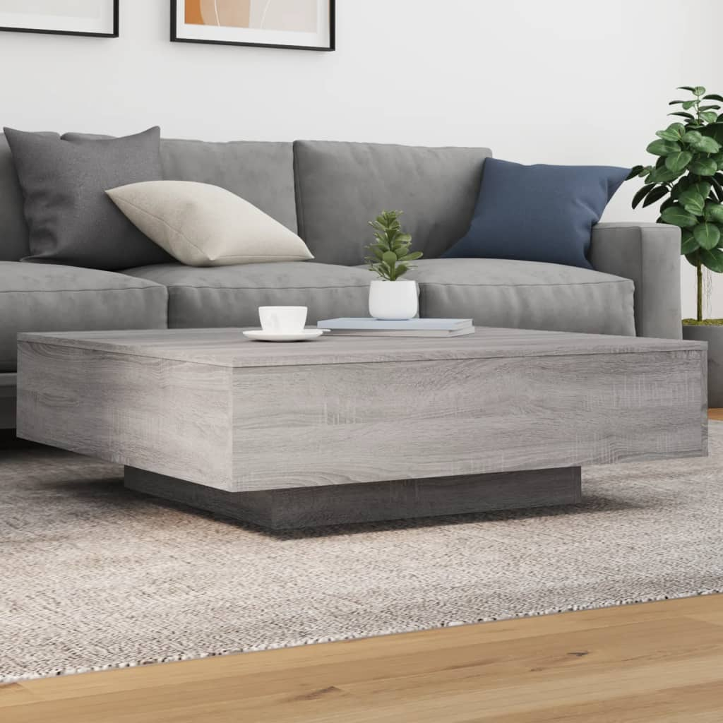 Coffee Table with LED Lights Grey Sonoma 100x100x31 cm