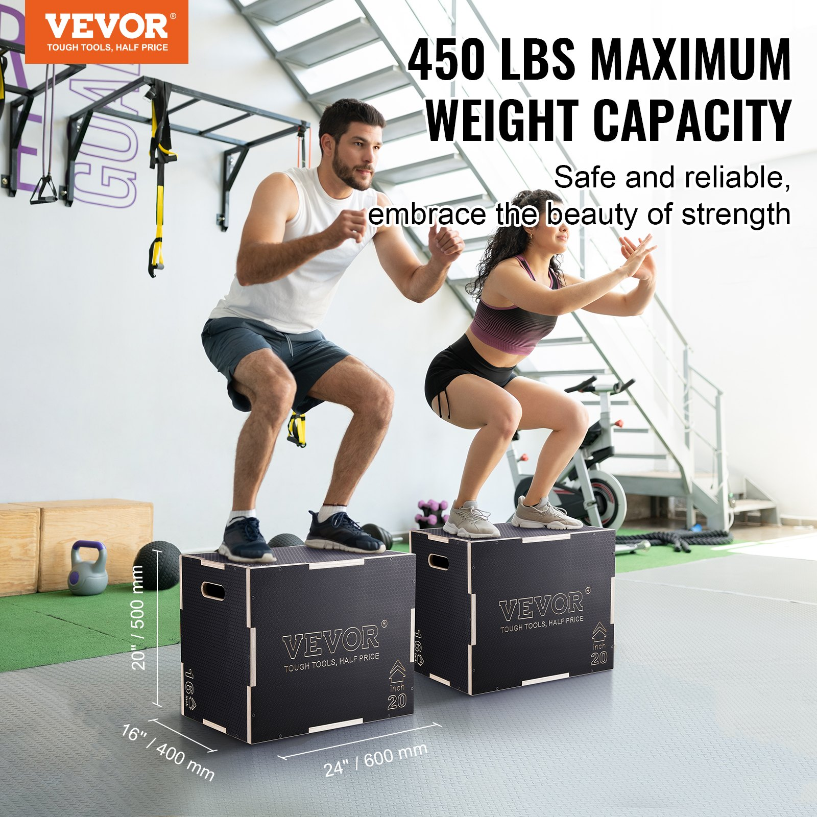 3 in 1 Plyometric Jump Box, 24/20/16 Inch Wooden Plyo Box, Black | eBay