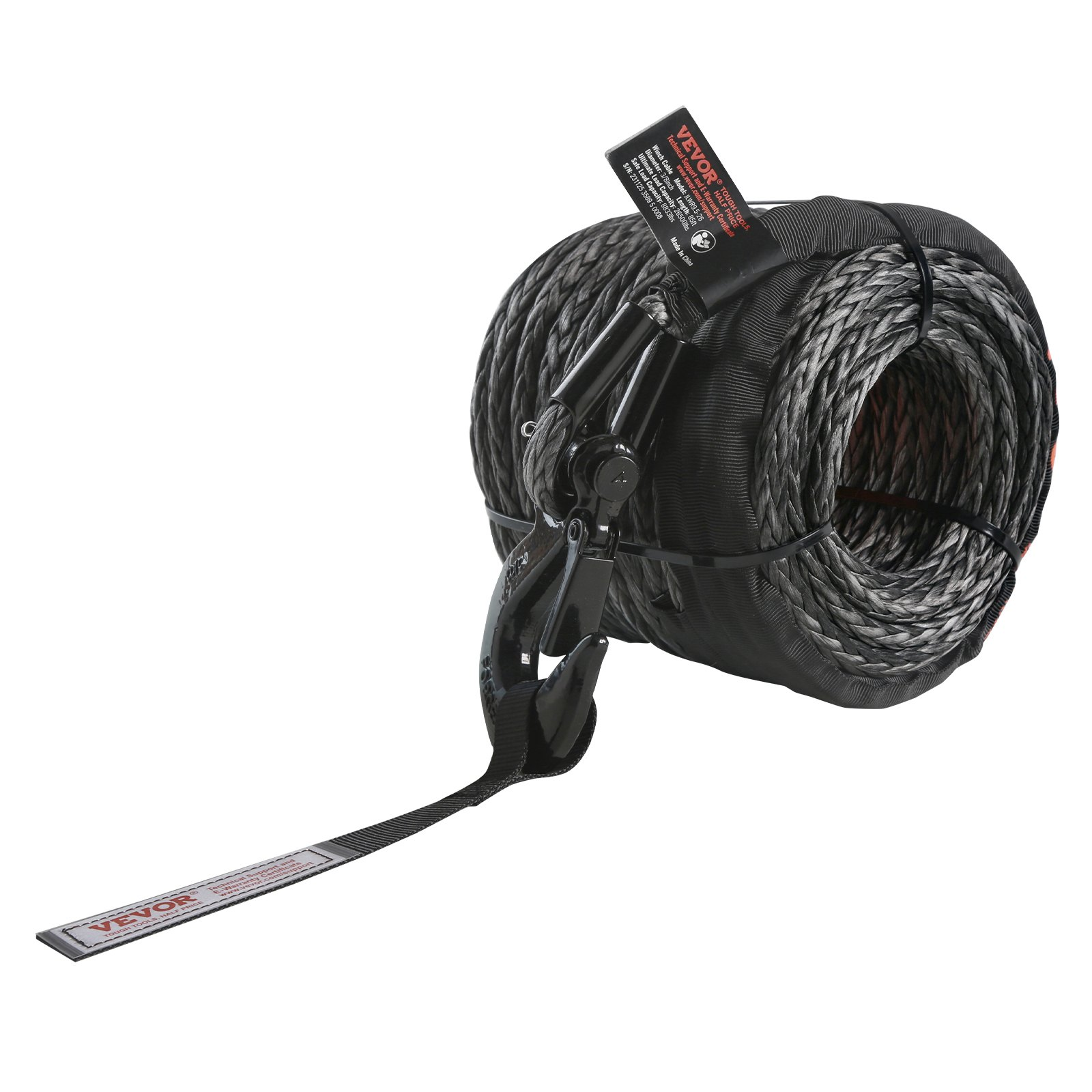 Synthetic Winch Rope, 3/8 Inch x 85 Feet 26, 500 lbs - Heavy-Duty, and Reliable