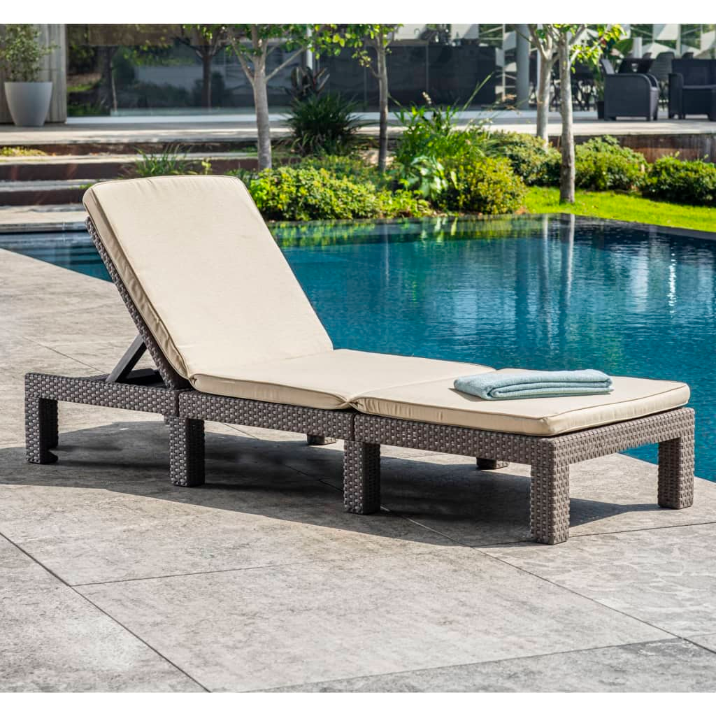Sunlounger with Soft Cushion Daytona Cappuccino for Patio, Pool and Beach