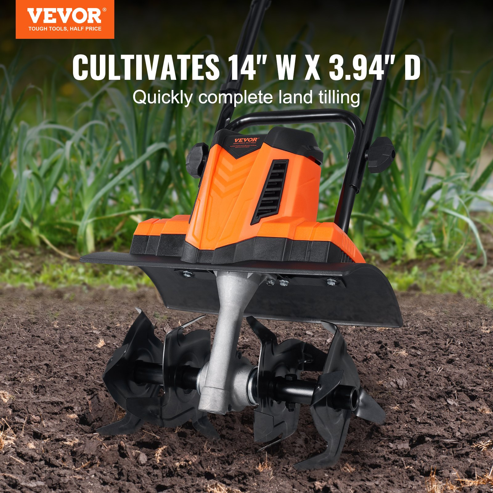10 Amp Electric Tiller, Rototiller for Garden Lawn Soil Digging