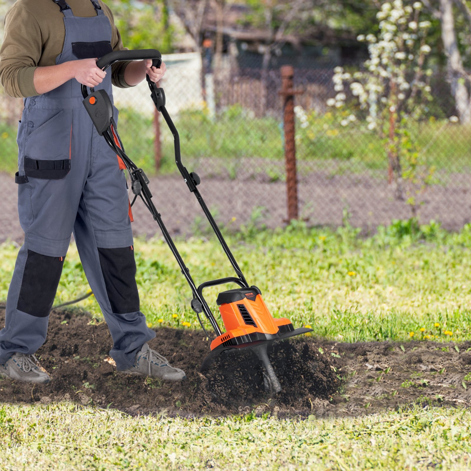 10 Amp Electric Tiller, Rototiller for Garden Lawn Soil Digging - Picture 6 of 10