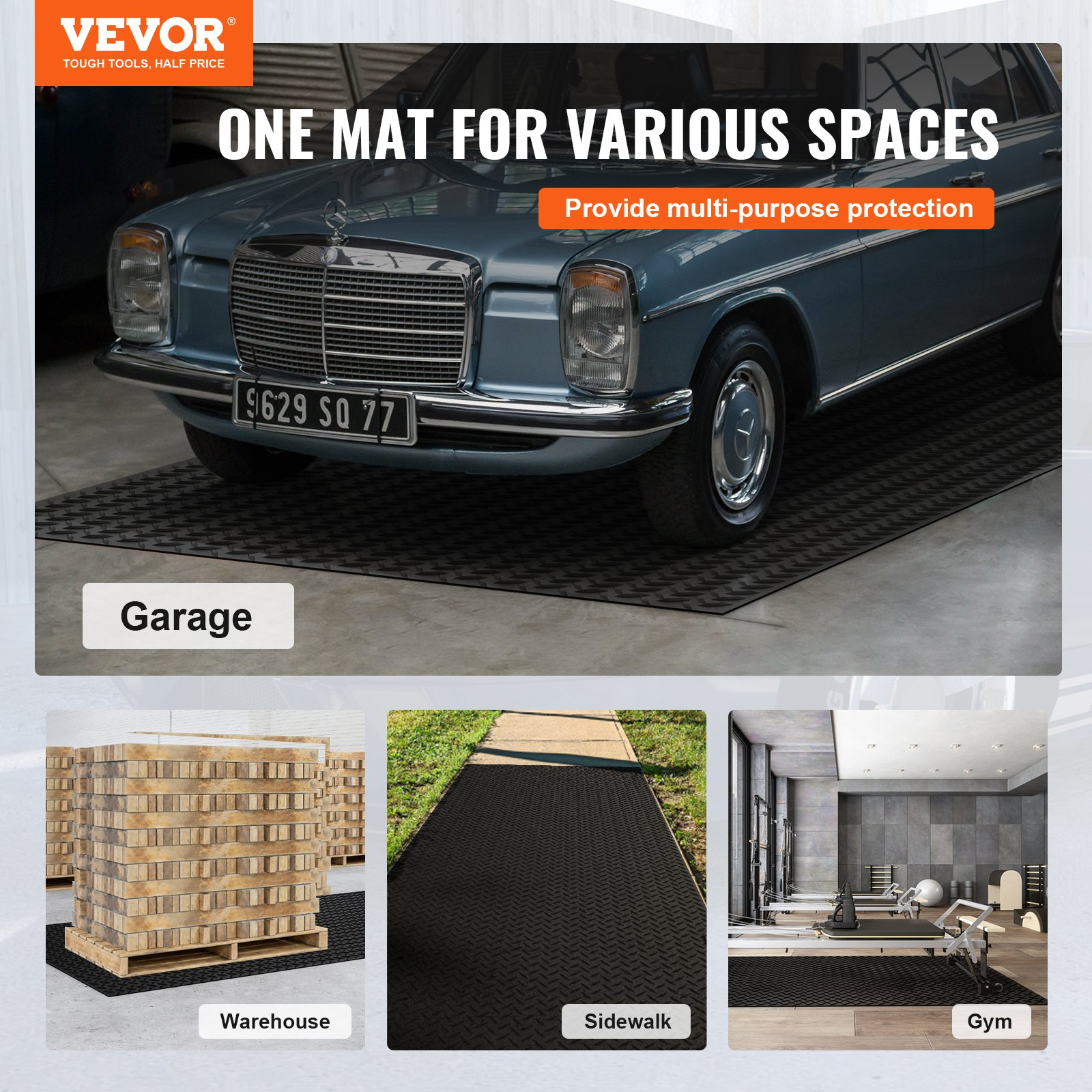 Diamond-Plate Rubber Flooring Roll, 3mm x 4ft x 10ft - Durable SBR Rubber Mat fo - Picture 1 of 10