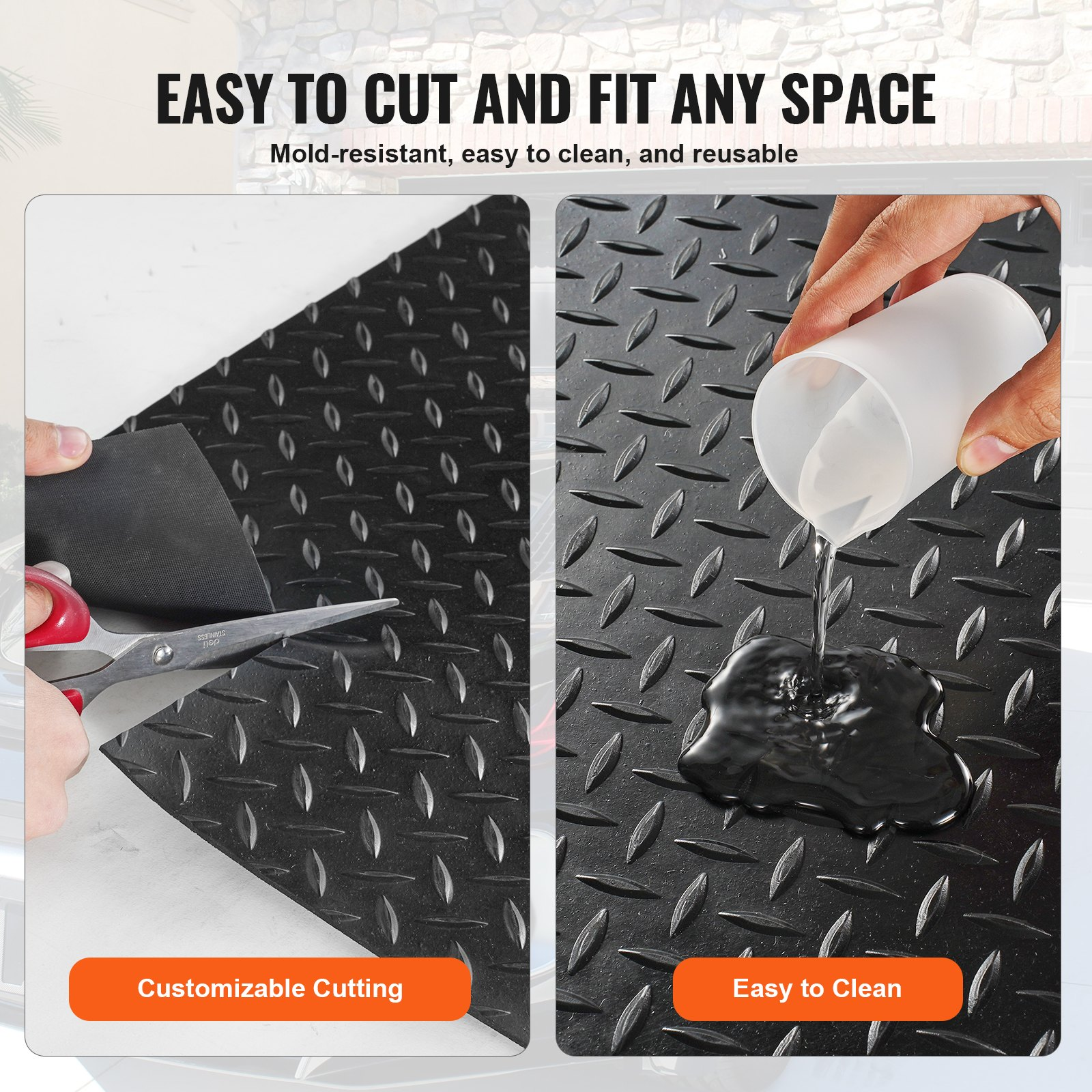 Diamond-Plate Rubber Flooring Roll, 3mm x 4ft x 10ft - Durable SBR Rubber Mat fo - Picture 5 of 10