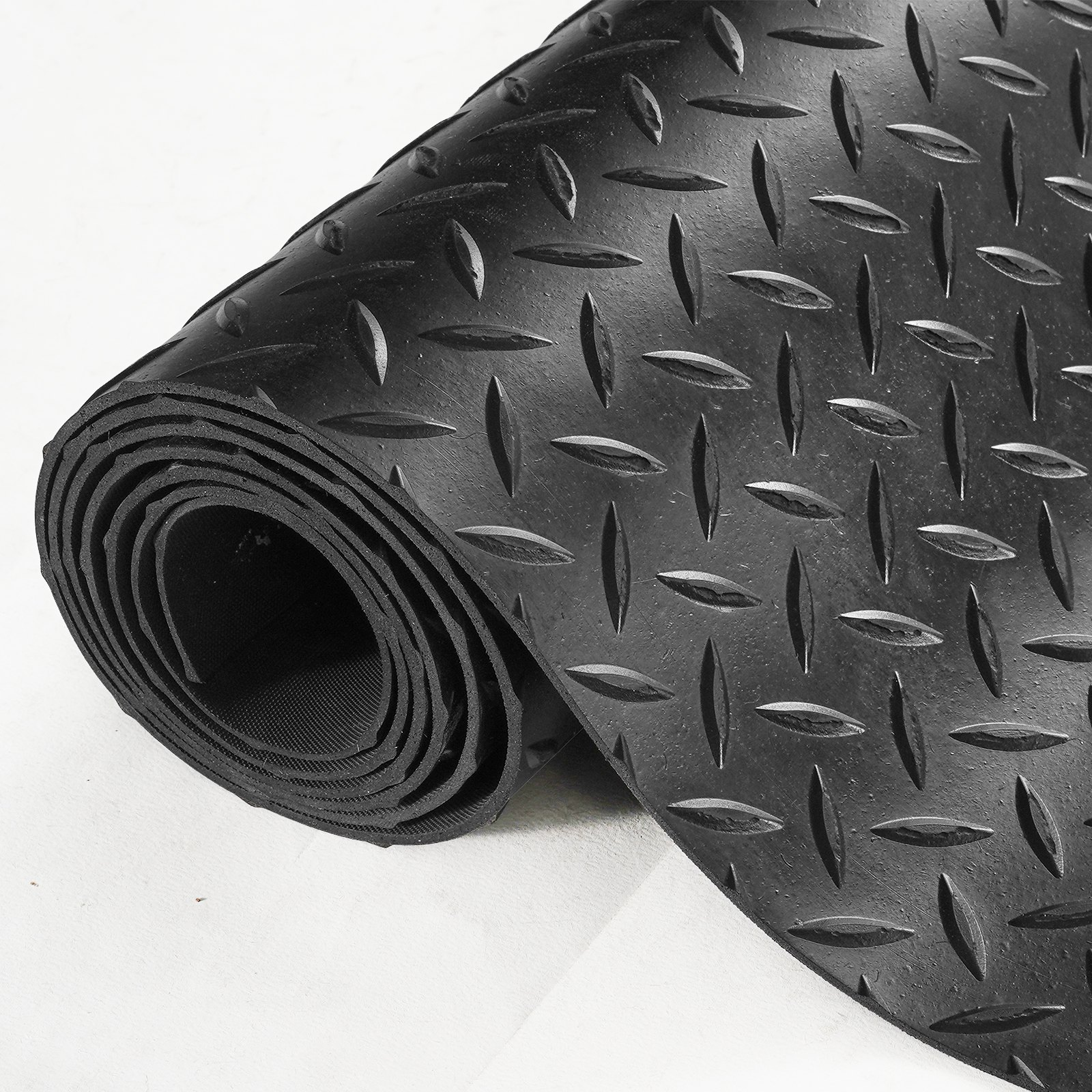 Diamond-Plate Rubber Flooring Roll, 3mm x 4ft x 10ft - Durable SBR Rubber Mat fo - Picture 2 of 10