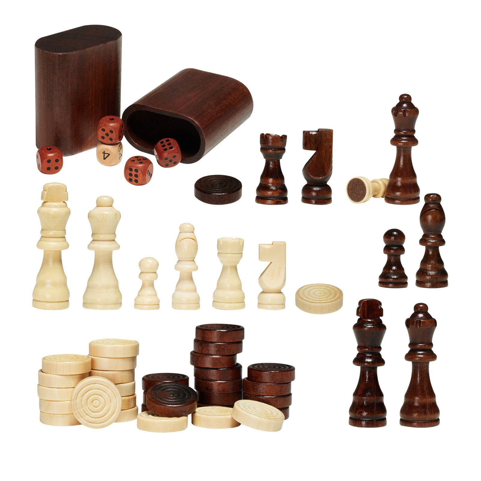 3-in-1 Schach Dame Backgammon Tisch Set, 18 Zoll Premium Holz Schachtisch, - Bild 9 von 10