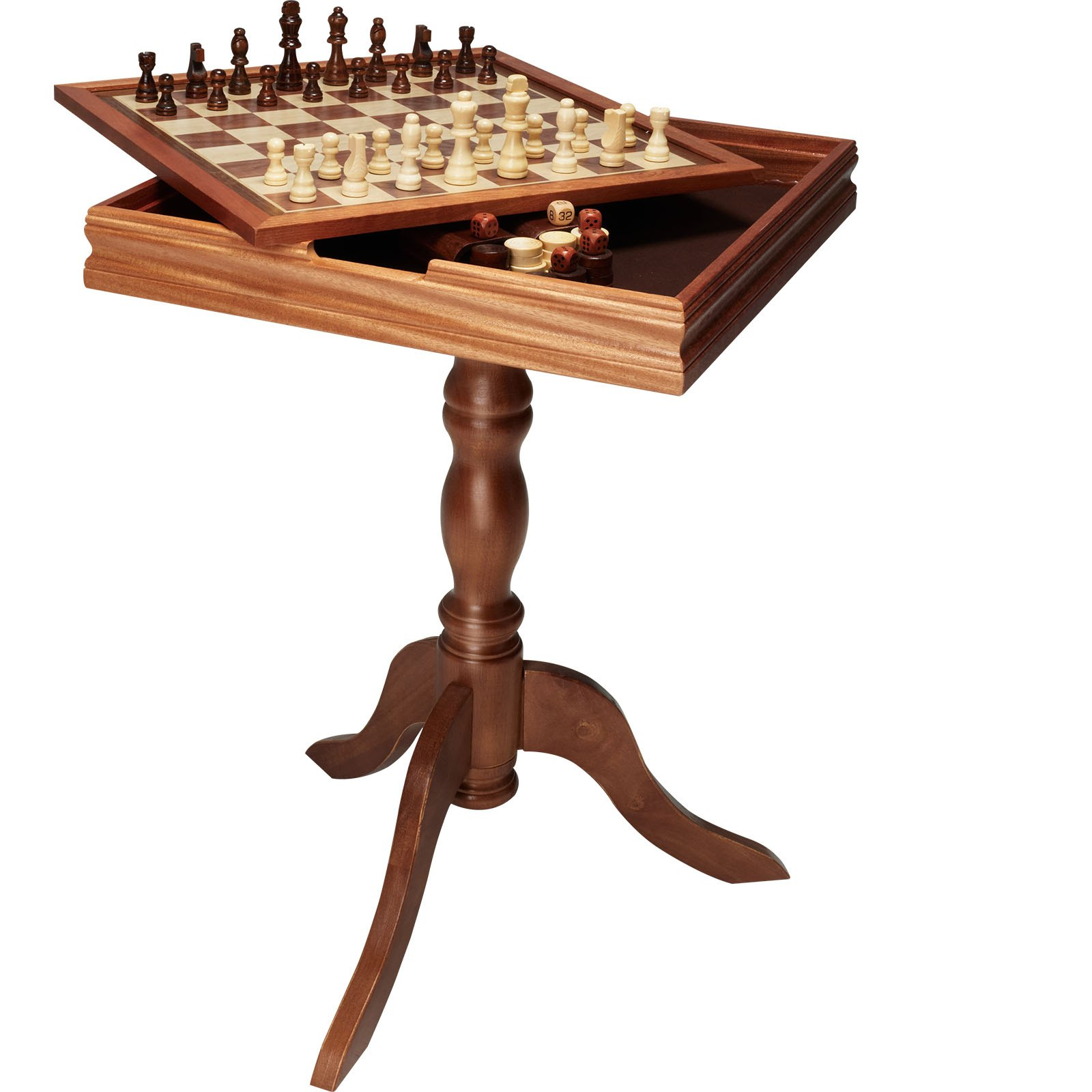 3-in-1 Schach Dame Backgammon Tisch Set, 18 Zoll Premium Holz Schachtisch, - Bild 10 von 10