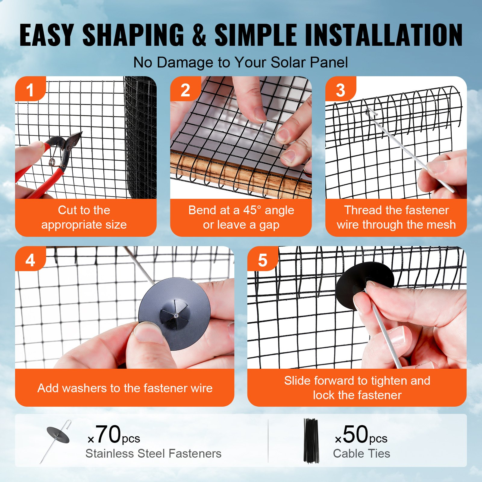 8 inch x 100ft Solar Panel Bird Guard, 1/2 inch Wire Roll Mesh