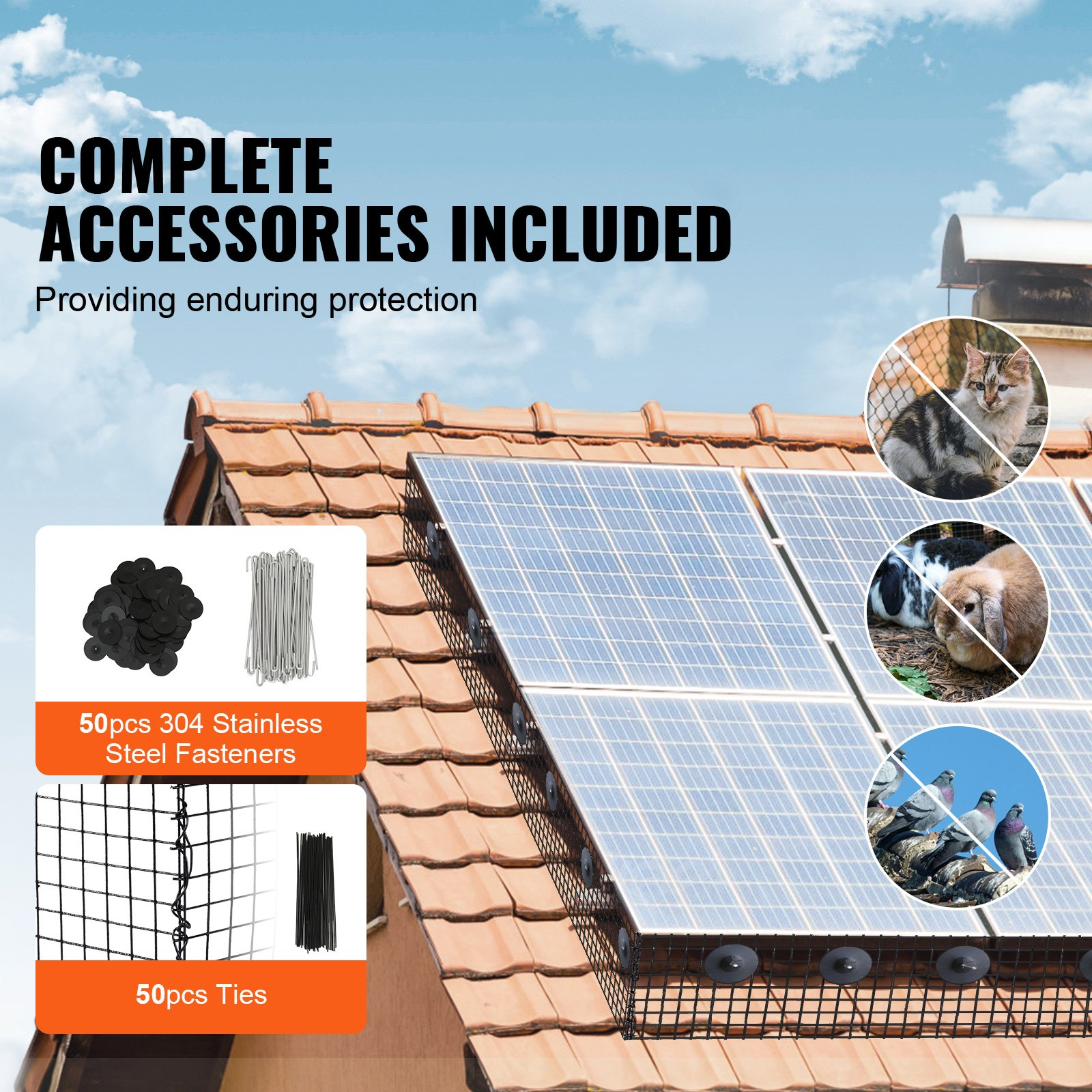 VEVOR 6 inch x 50ft Solar Panel Bird Guard, 1/2 inch Wire Roll Mesh - Picture 4 of 11