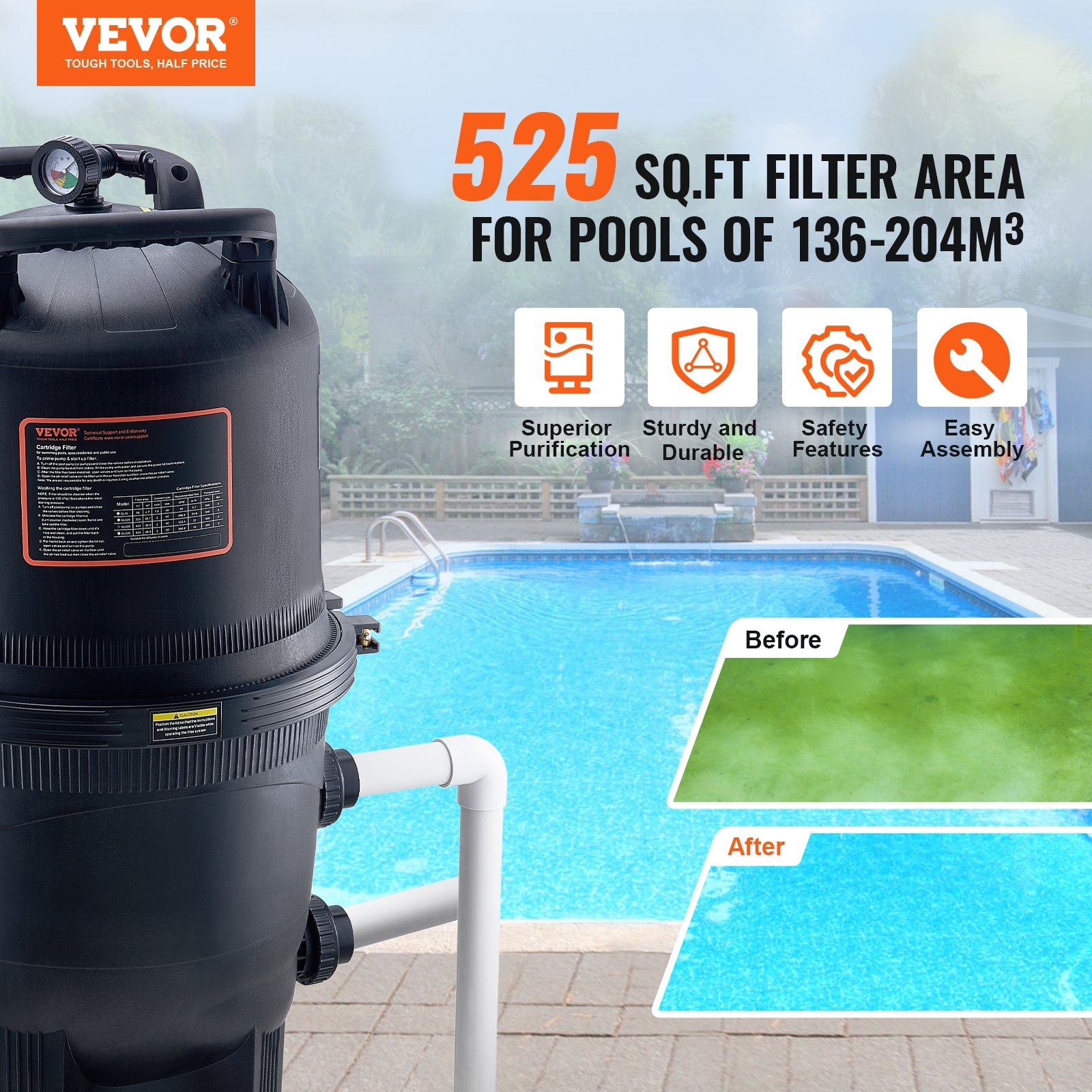 Cartridge Pool Filter, Inflatable Pool