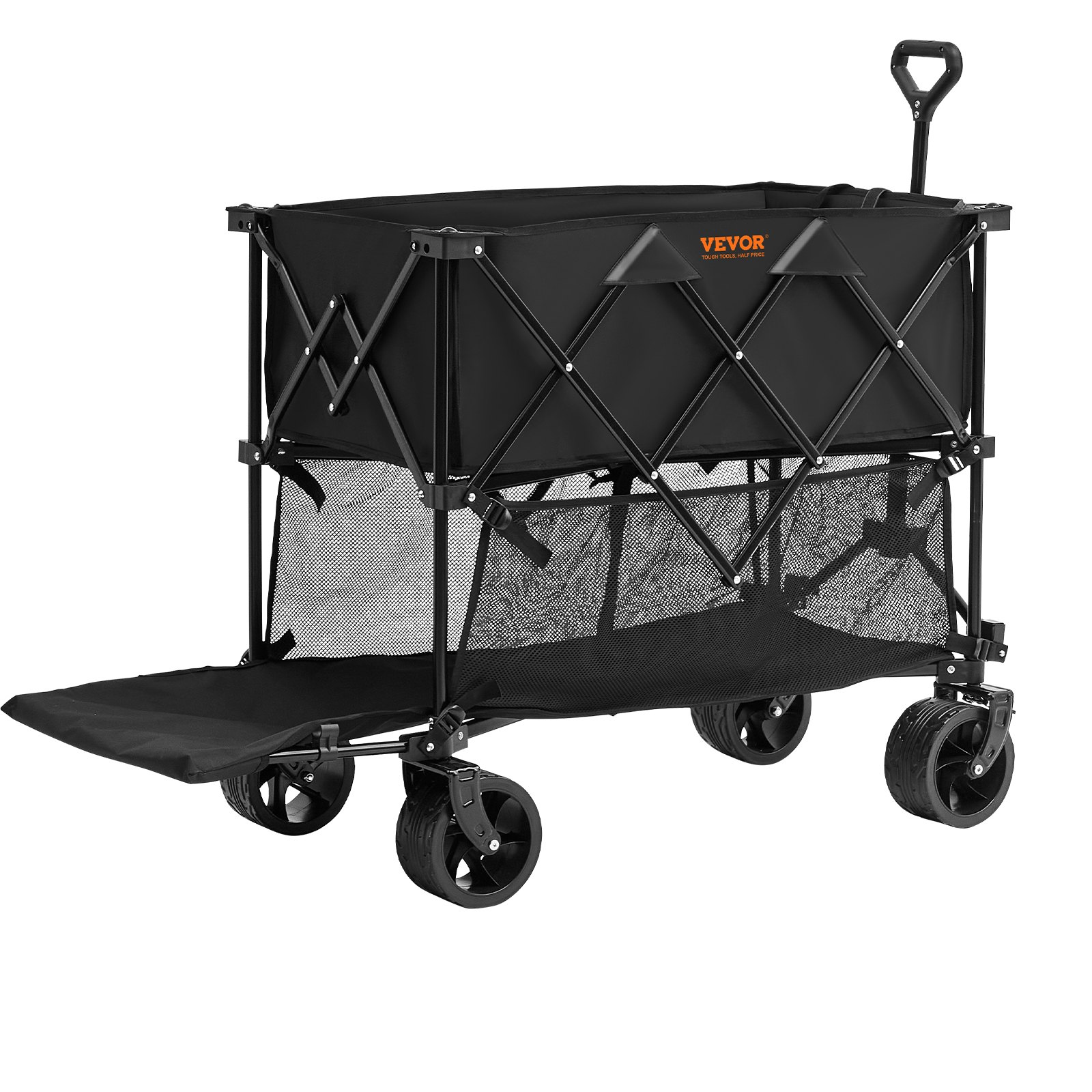 VEVOR Foldable Double Decker Wagon, 400L Collapsible Wagon Cart with All-Terrain