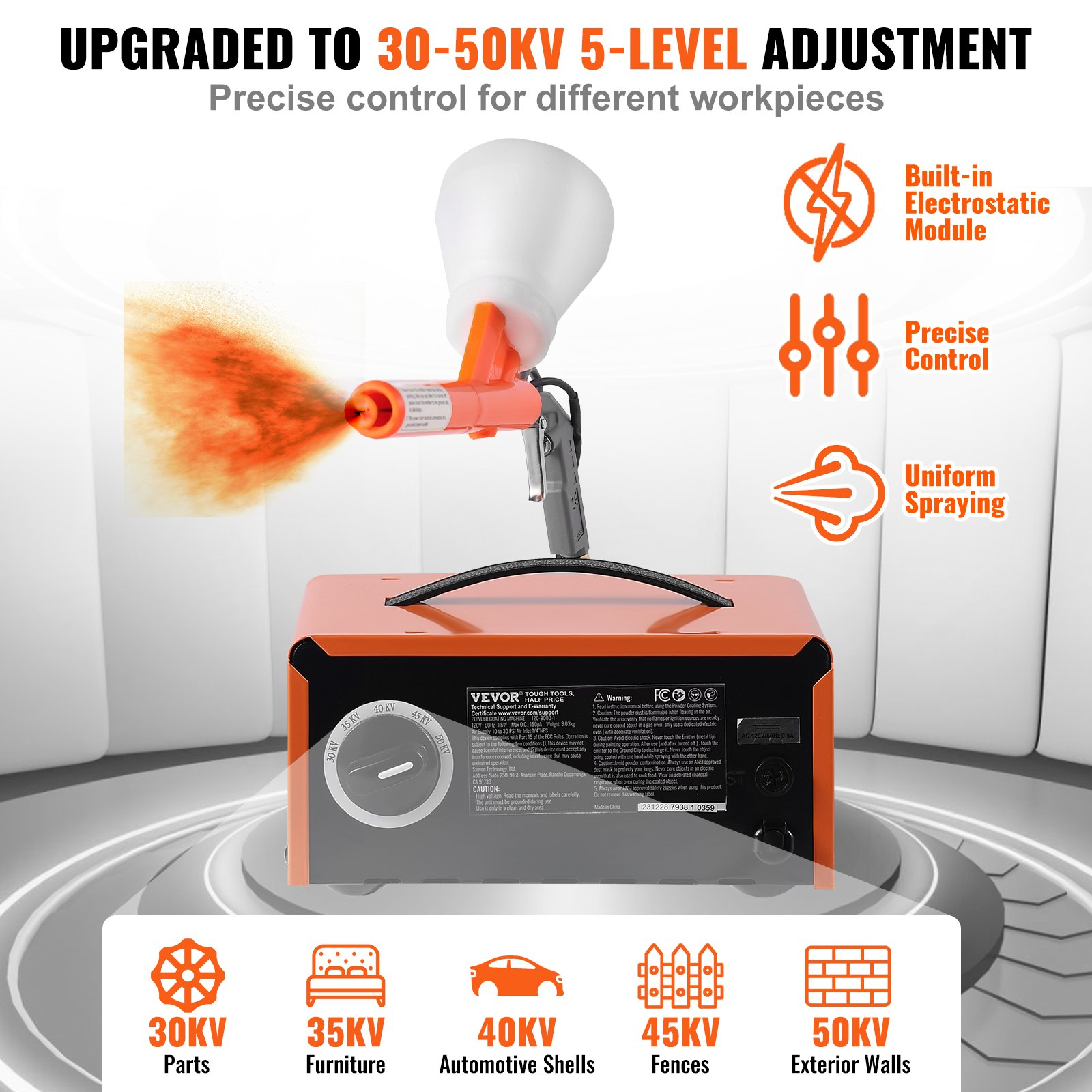 Powder Coating System - 50KV Electrostatic Output Powder Coating Kit for Home DI