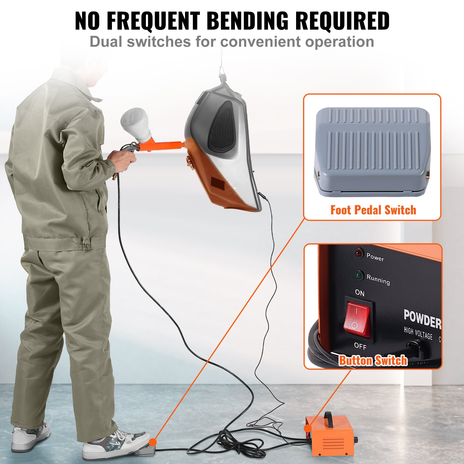 Powder Coating System - 50KV Electrostatic Output Powder Coating Kit for Home DI