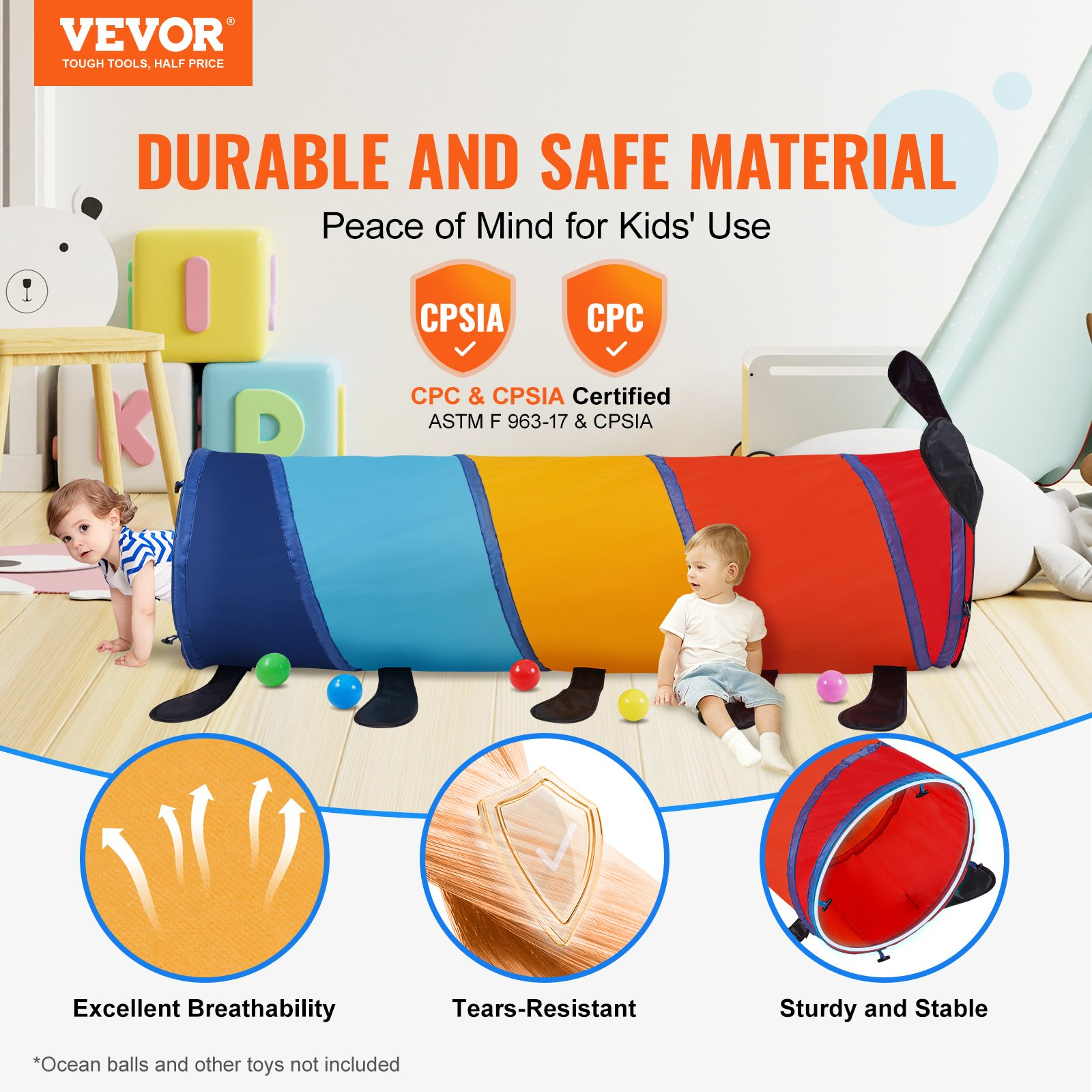 Kids Play Tunnel Tent for Toddlers, Multicolor