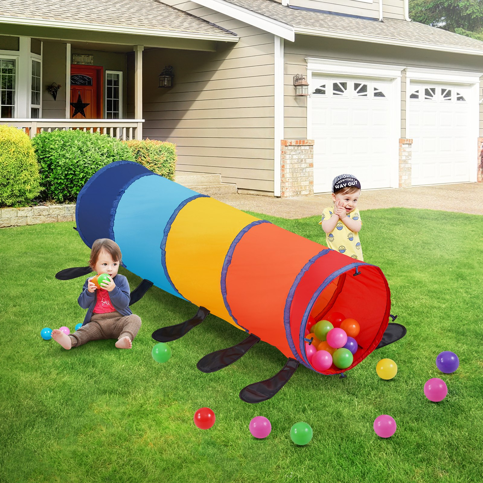 Kids Play Tunnel Tent for Toddlers, Multicolor - Picture 8 of 11