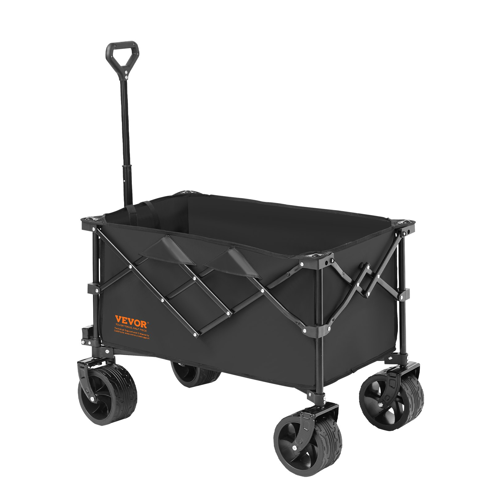 VEVOR Collapsible Folding Wagon, 113 L Beach Wagon Cart with All-Terrain Wheels,