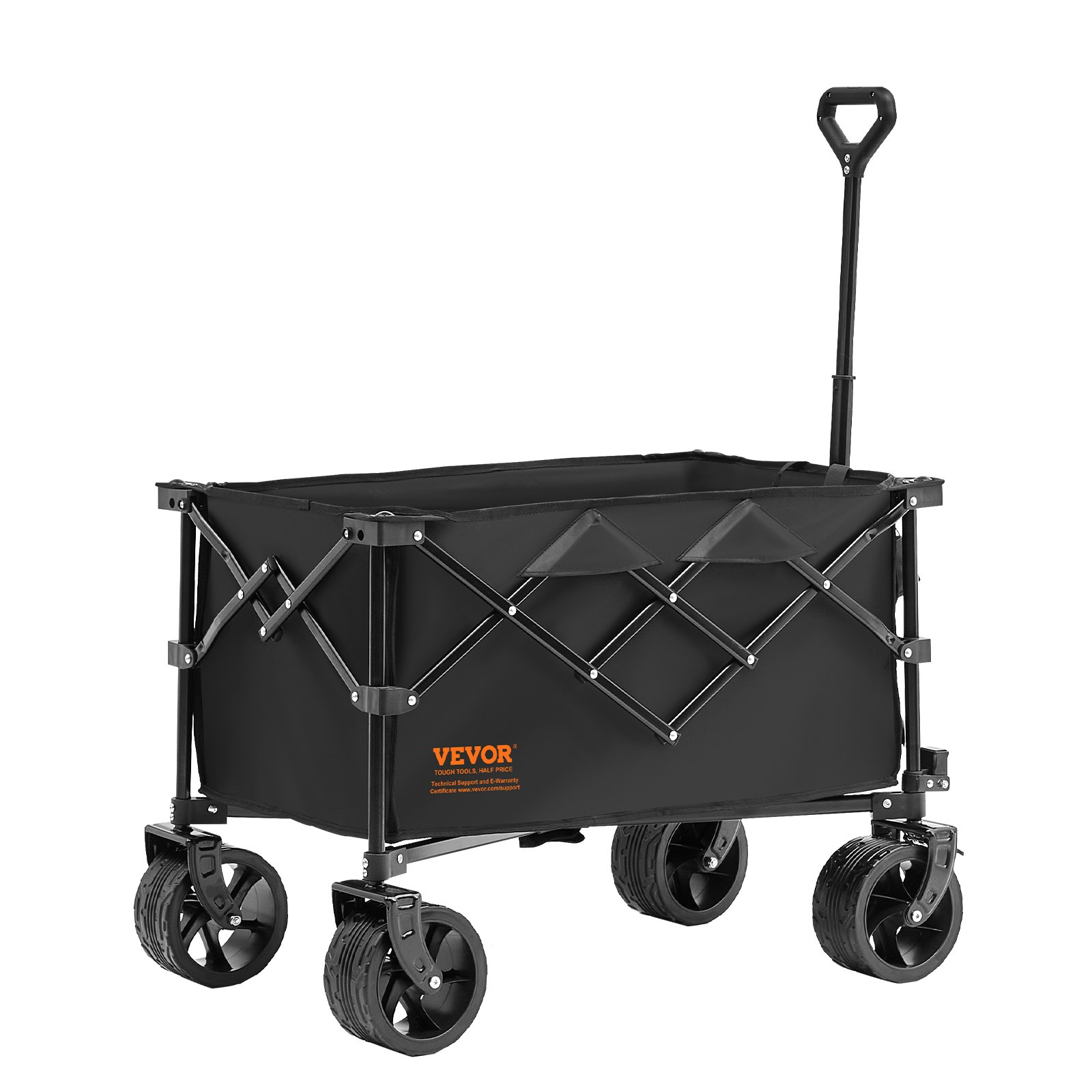 Collapsible Folding Wagon, 220 L Beach Wagon Cart with All-Terrain Wheels, Heavy