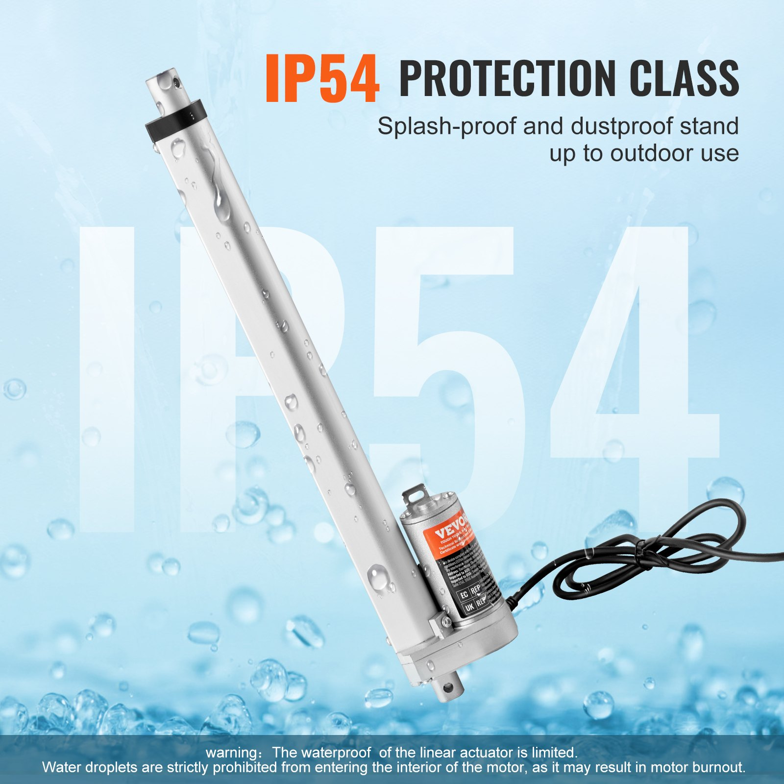 VEVOR Linearantrieb 12V 12Zoll 0,55"/s High Speed 220lbs/1000N IP54 Schutzart - Bild 3 von 10