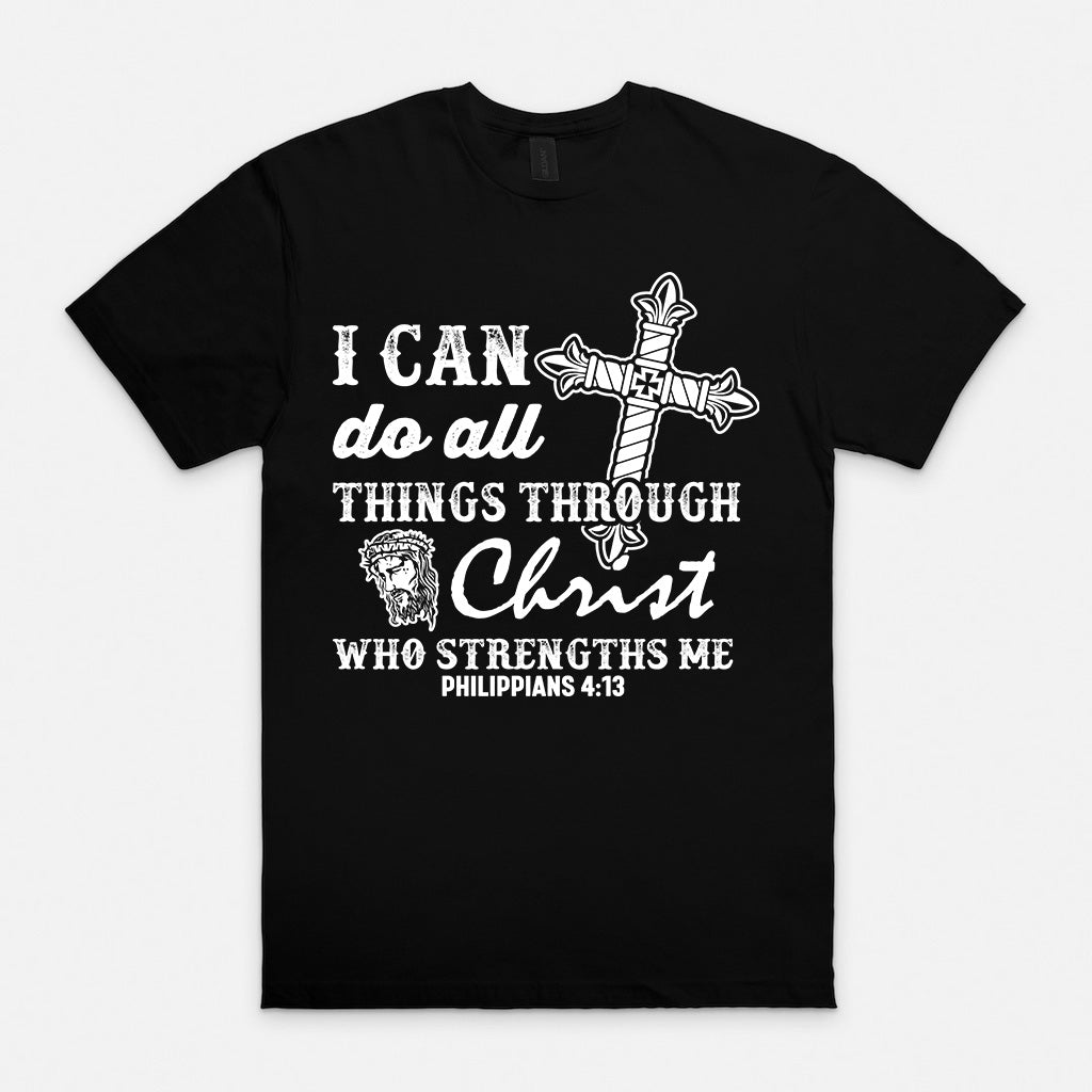 Ich kann alles durch Christus tun, der mich stärkt mit Kreuz T-Shirt - Bild 2 von 21