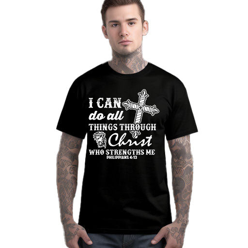Ich kann alles durch Christus tun, der mich stärkt mit Kreuz T-Shirt - Bild 6 von 21