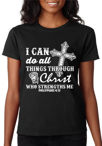 Ich kann alles durch Christus tun, der mich stärkt mit Kreuz T-Shirt - Bild 3 von 21