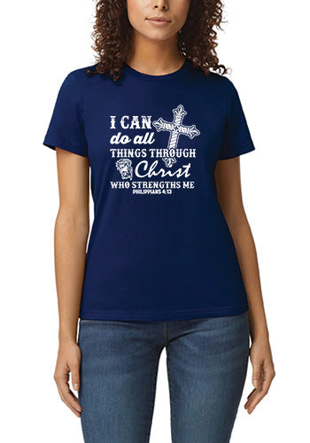 Ich kann alles durch Christus tun, der mich stärkt mit Kreuz T-Shirt - Bild 1 von 21