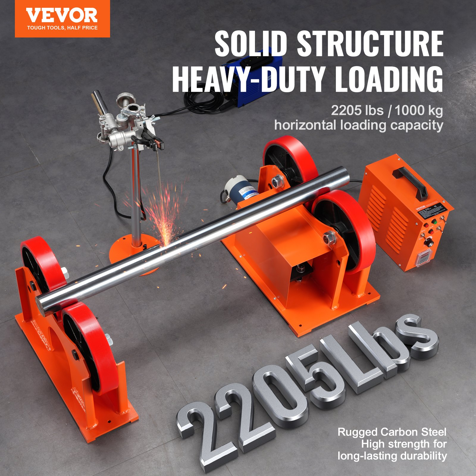 110V Welding Turning Rolls 1000KG Linkage Roller 25–1400mm Rotary Positioner