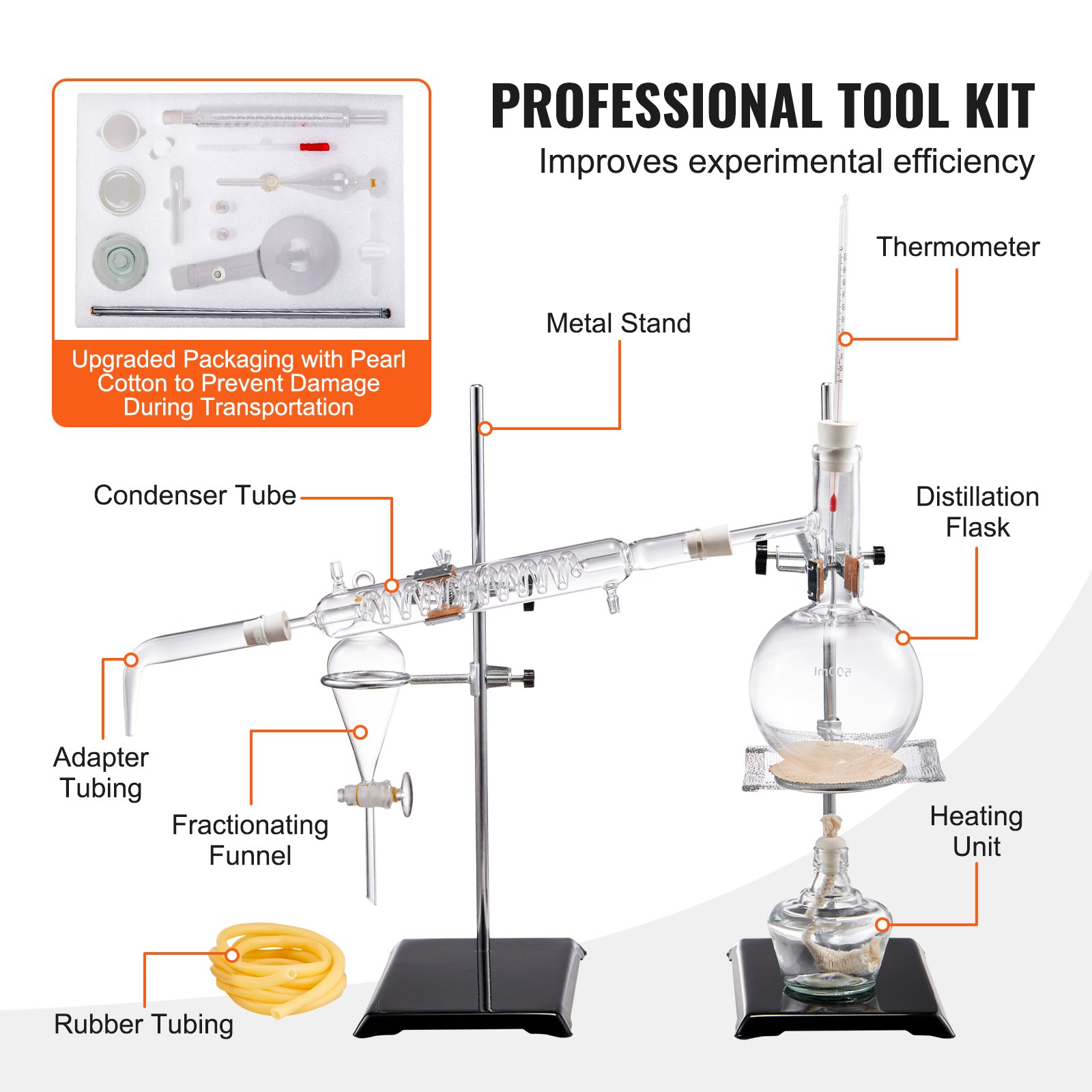 VEVOR Essential Oil Distillation Kit, 500ml Distillation Apparatus, 28 pcs Set