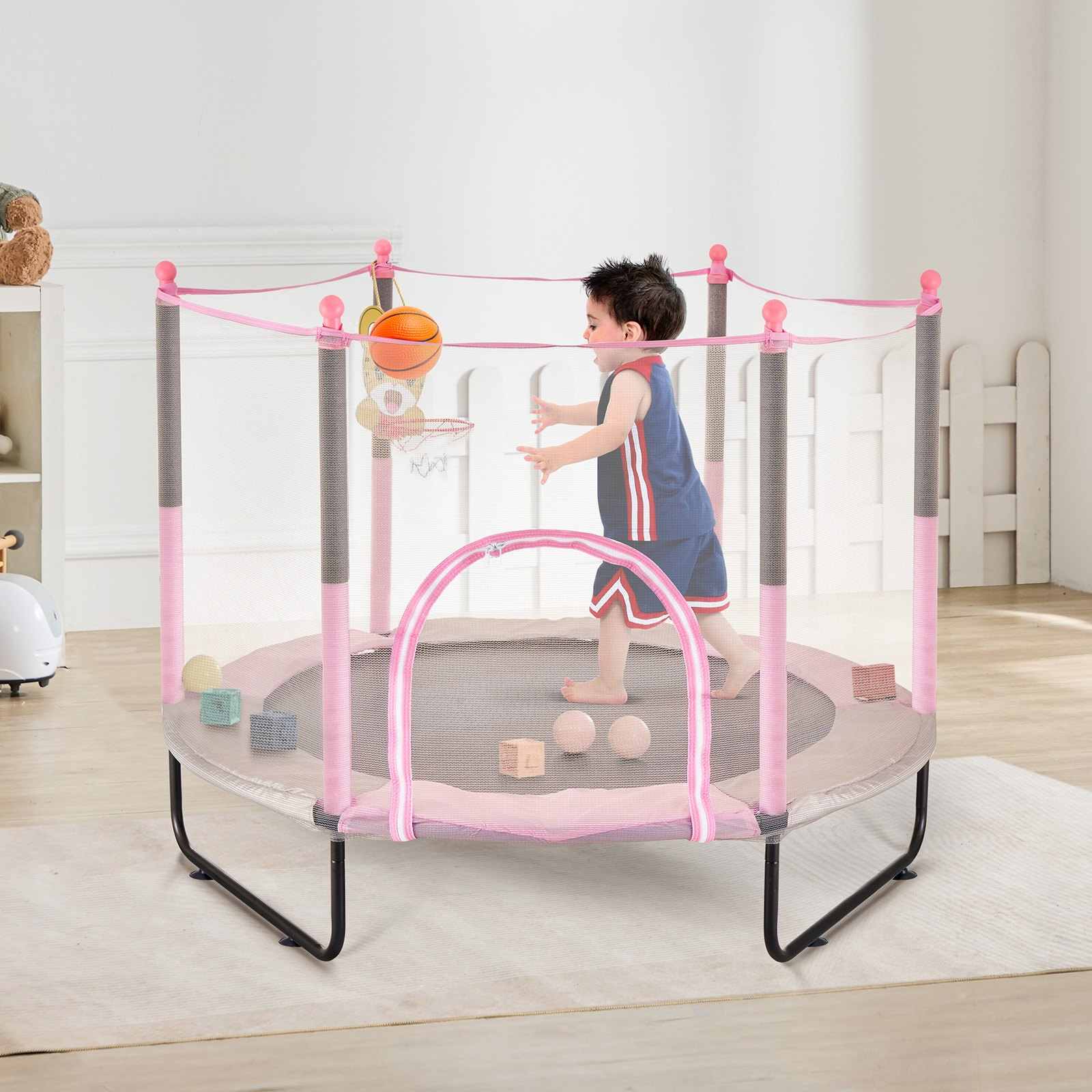 60" Indoor Outdoor Trampoline for Kids with Safety Net | Durable, Easy to Instal - Picture 7 of 10
